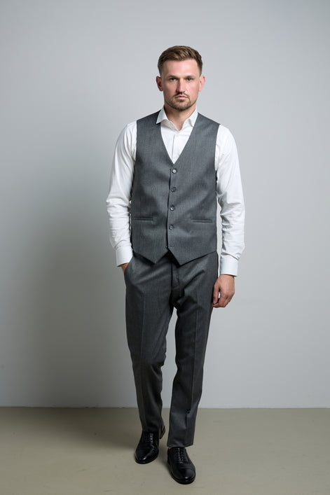 Костюм чоловічий трійка сірий однотонний