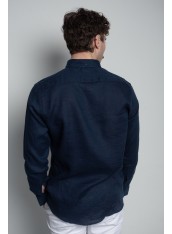 Сорочка чоловіча синя на основі льону