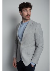 Піджак чоловічий сірий в синю смужку