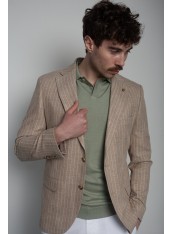 Піджак чоловічий бежевий в смужку